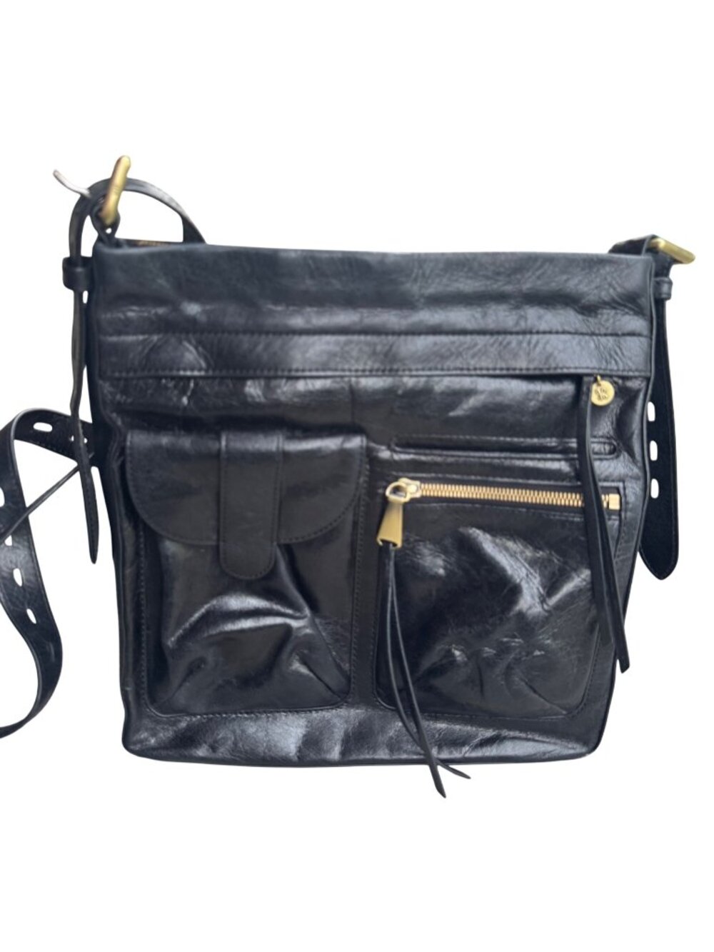 Hobo International Crossfire Black Leather Crossbody Bag Messenger Pockets